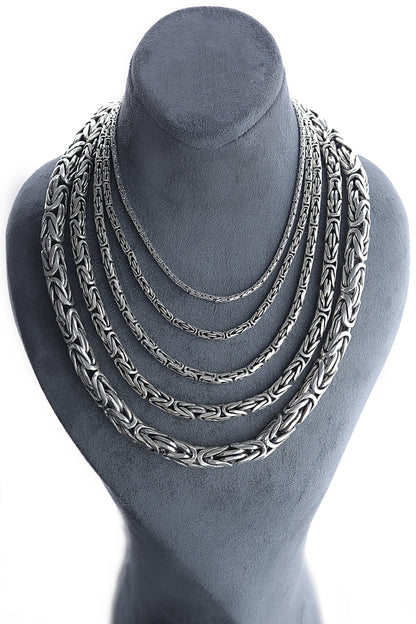 Handmade 925 Sterling Silver Byzantine Chain Necklace