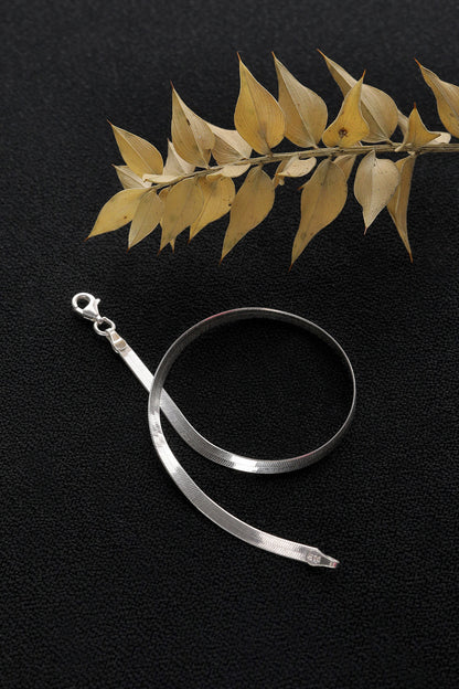 925 Sterling Solid Silver Herringbone Chain Bracelet, Real Silver Chain Bracelet, Layering Bracelet for Women, Snake Bracelet, Gift for Her