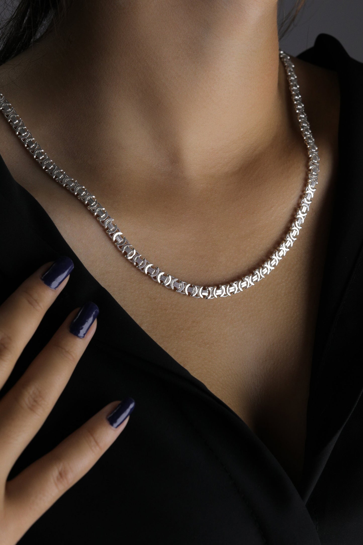925 Sterlin Silver Handmade Euro King Chain Necklace