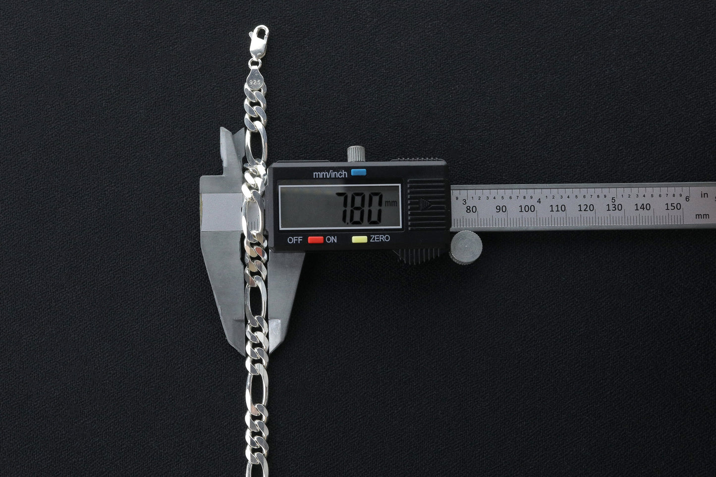 925 Sterling Silver Figaro Link Bracelet