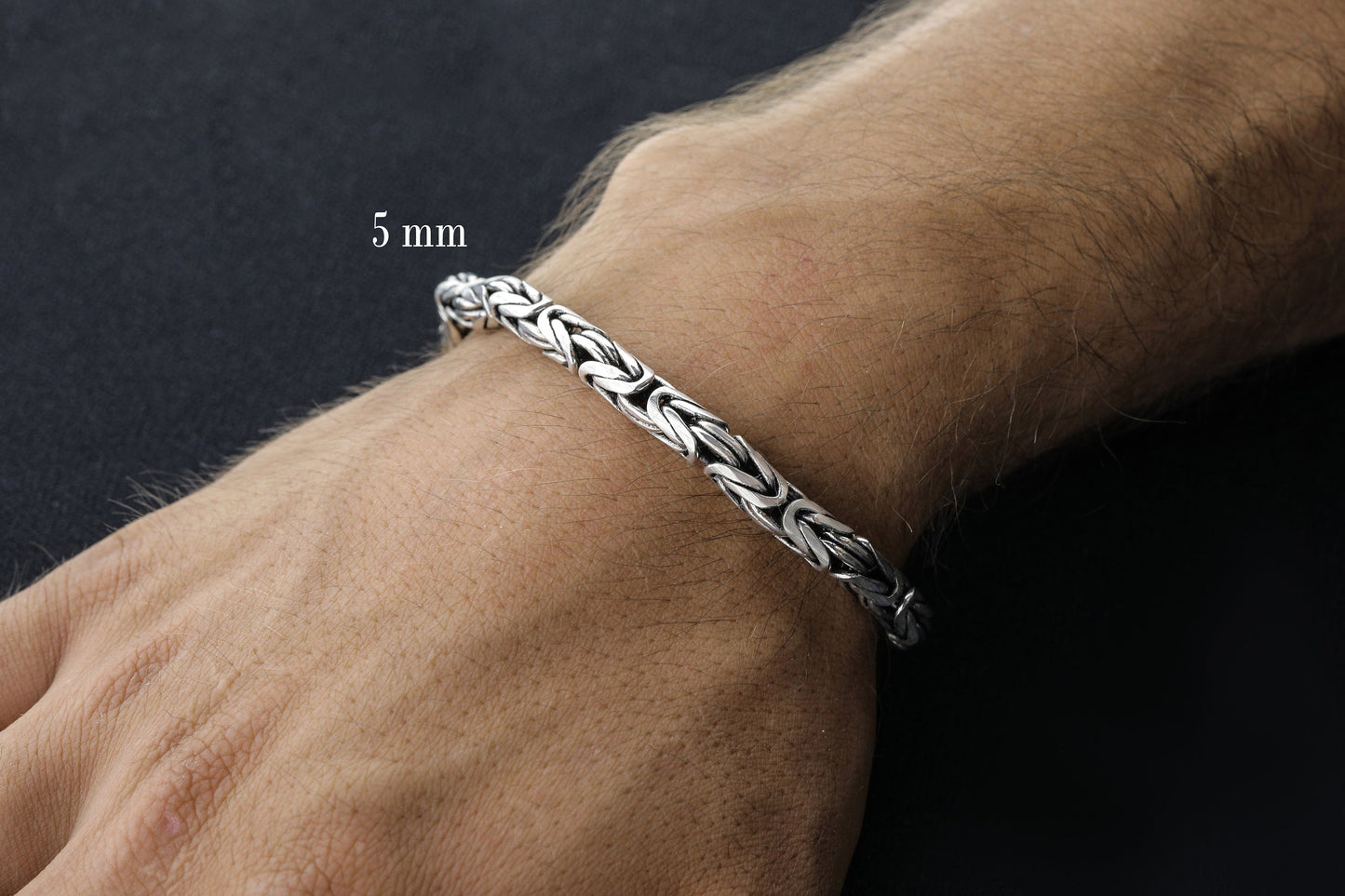 925 Sterling Silver Round King Chain Bracelet