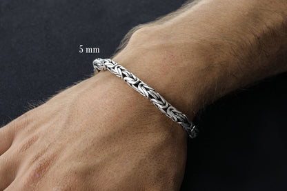 925 Sterling Silver Round King Chain Bracelet