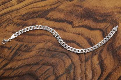 925 Sterling Silver Cuban Chain Bracelet, 6.5 mm Curb Bracelet for Men