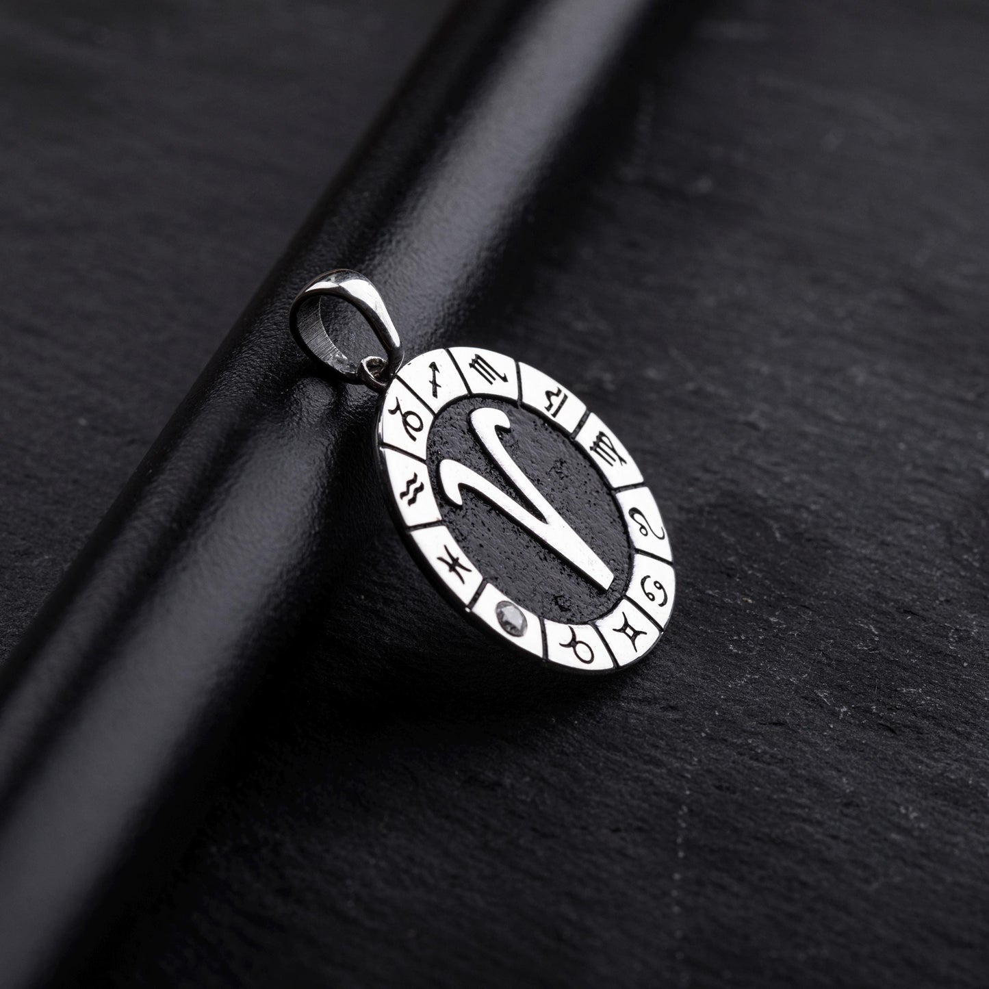 Silver Aries Zodiac Pendant, Aries Horoscope Pendant, Aries Birthstone Pendant, Unisex Zodiac Pendant, Unique Zodiac Jewelry