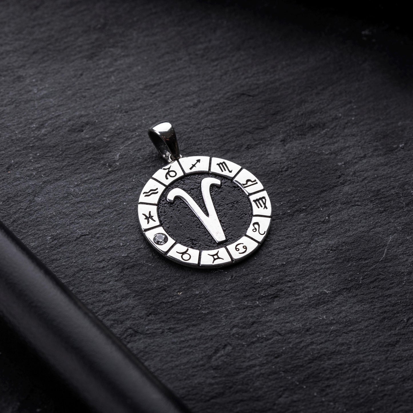 Silver Aries Zodiac Pendant, Aries Horoscope Pendant, Aries Birthstone Pendant, Unisex Zodiac Pendant, Unique Zodiac Jewelry