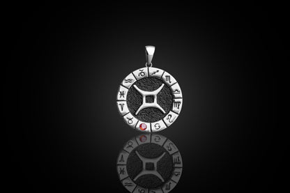 Silver Gemini Zodiac Pendant
