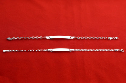 Sterling Silver ID Bracelet, Silver Chain Name Bracelet, Real Silver ID Bracelet for Man and Woman, Gift for Boyfriend, Gift for Girlfriend
