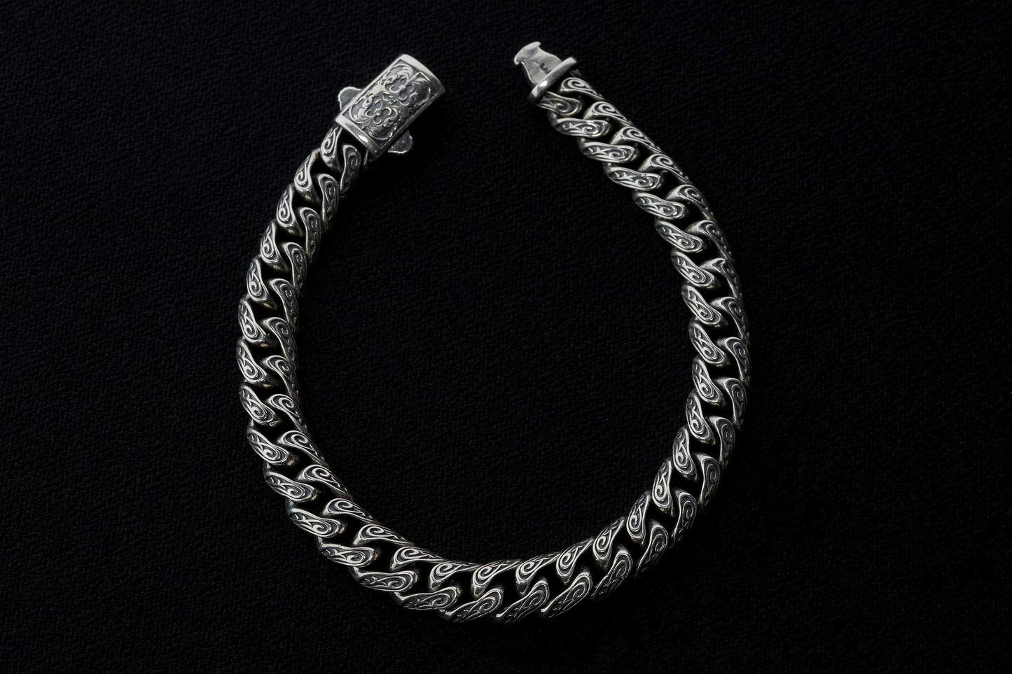 925 Sterling Silver Vintage Bracelet,Cuban Link Chain Bracelet,Mens embroidered bracelet,Handmade Silver Bracelet,Mens Bracelet,Gift for Him