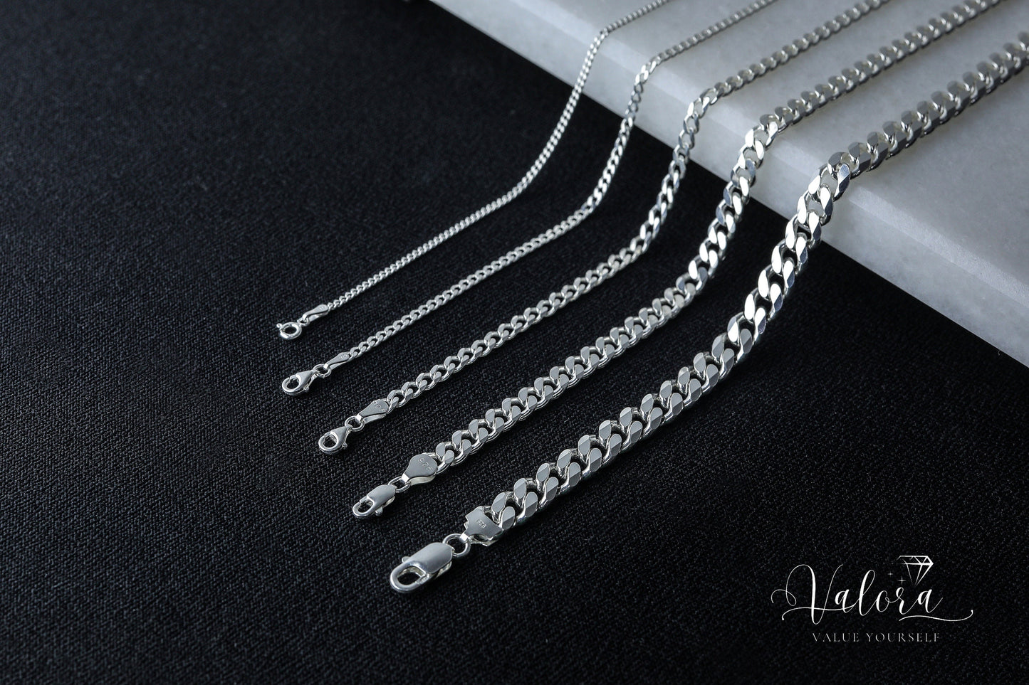 925 Sterling Silver Cuban Chain Bracelet, Curb Bracelet Men, Dainty Layering Necklace, Gourmet Chain, Real Silver Chain, Gift for Boyfriend