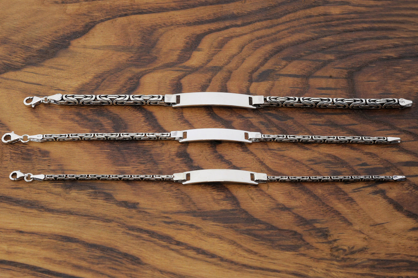 Silver Round Personalized King Chain Bracelet, Byzantine Men Bracelet, Handmade Real Silver Jewelry, Named Bracelet,Birthday gift for Him
