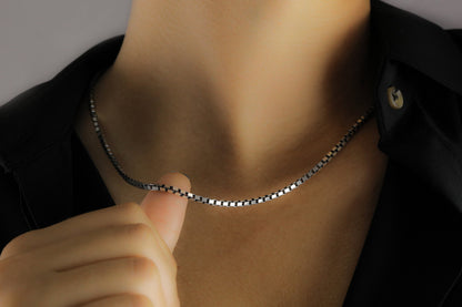 925 Sterling Silver Handmade Box Chain Necklace