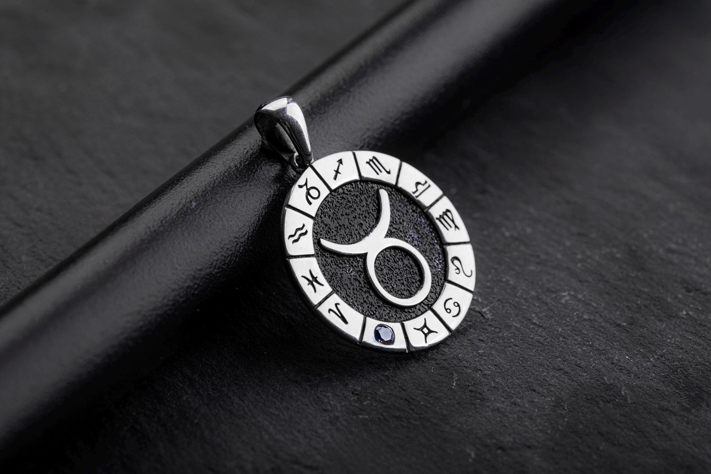 Silver Taurus Zodiac Pendant, Taurus Horoscope Pendant, Taurus Birthstone Pendant, Unisex Zodiac Pendant, Unique Zodiac Jewelry, Zodiac Gift