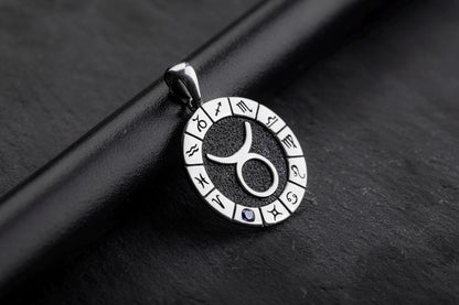 Silver Taurus Zodiac Pendant, Taurus Horoscope Pendant, Taurus Birthstone Pendant, Unisex Zodiac Pendant, Unique Zodiac Jewelry, Zodiac Gift
