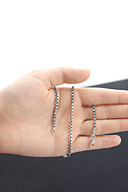925 Sterling Silver Handmade Box Chain Necklace