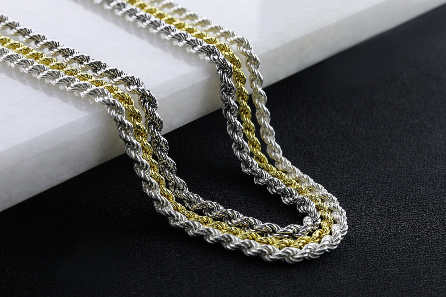 925 Sterling Silver Rope Chain Necklace, Real Silver Rope  Necklace, Handmade Layering Chain, Solid Silver Jewelry for Man and Women