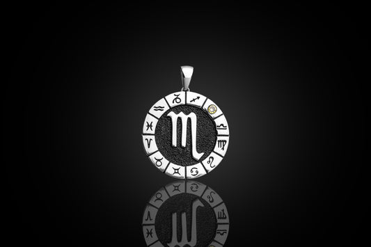 Silver Scorpio Zodiac Pendant, Scorpio Horoscope Pendant, Scorpio Birthstone Pendant, Unisex Zodiac Pendant, Unique Zodiac Jewelry
