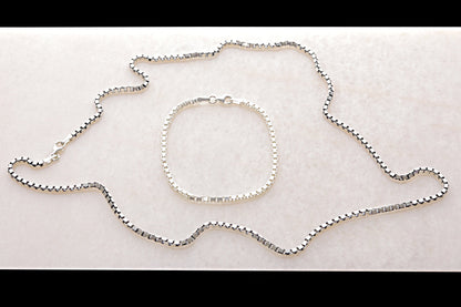 925 Sterling Silver Handmade Box Chain Necklace