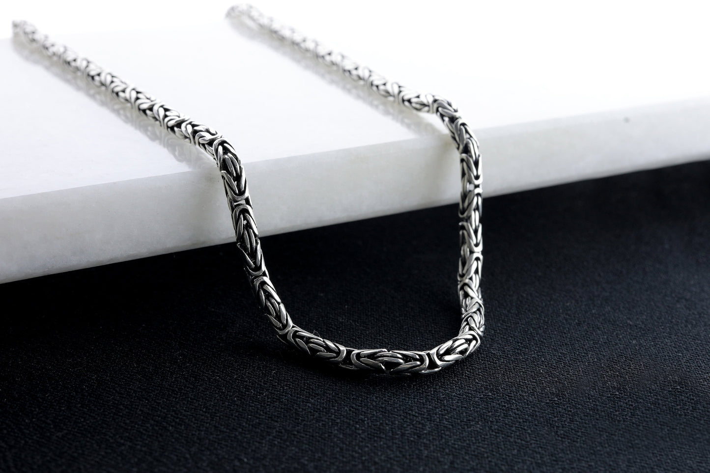 Handmade 925 Sterling Silver Byzantine Chain Necklace
