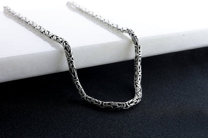 Handmade 925 Sterling Silver Byzantine Chain Necklace