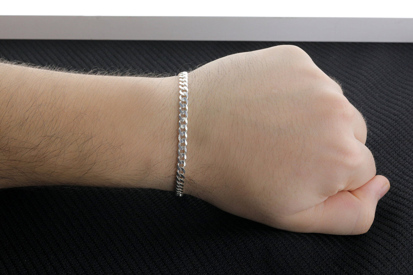 925 Sterling Silver Cuban Chain Bracelet - 4.5 mm Curb Bracelet for Men