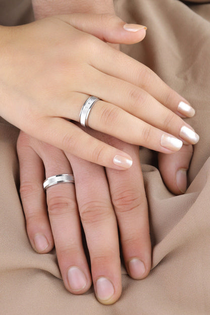 Elegant Silver Wedding Ring Set, Cubic Zircon Ring for Couples,Silver Wedding Bands,6mm Man and Woman Matching Set for Couples,Promise Rings