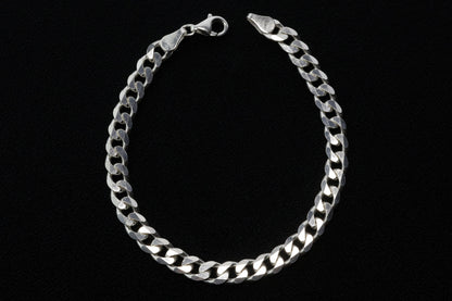 925 Sterling Silver Cuban Chain Bracelet, 6.5 mm Curb Bracelet for Men
