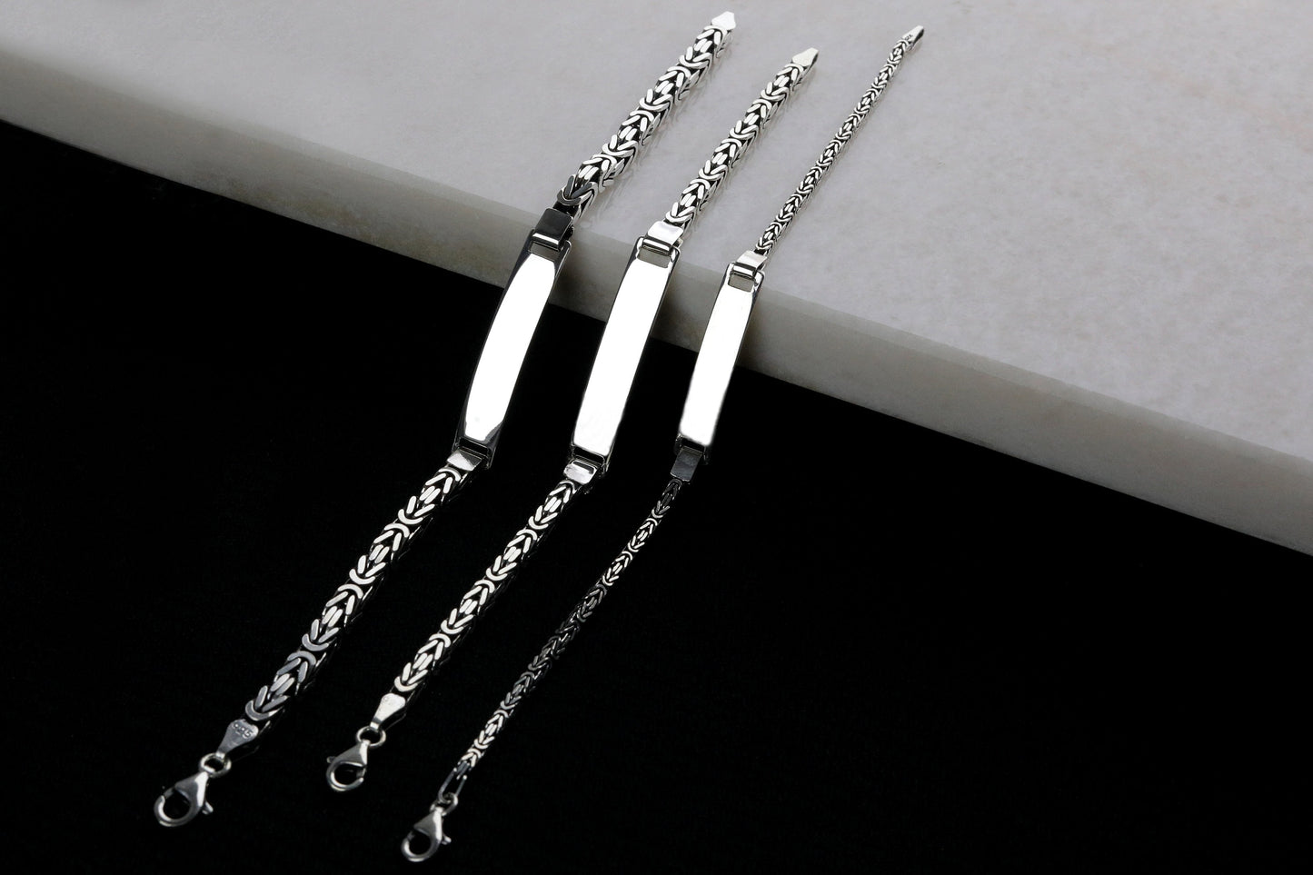 925 Sterling Silver Personalized King Chain Bracelet, Real Silver ID Bracelet, Handmade Square Chain, Minimalist Jewelry for Men,Gift