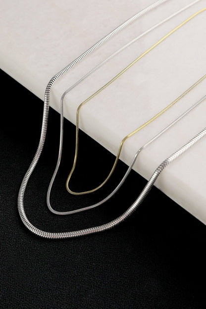 925 Sterling Silver Herringbone Chain Necklace, Dainty Chocker, Gold Filled Snake Chain, Layering Necklace for Women, Best Gift for Mom