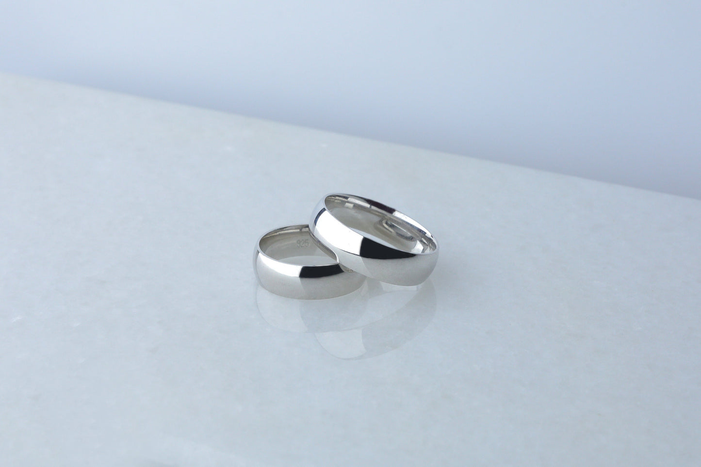 925 Sterling Silver High Polished Domed Ring, Elegant Real Silver Diamond, Engagement Ring, Wedding Gift, Women's Men's Gold Wedding Band