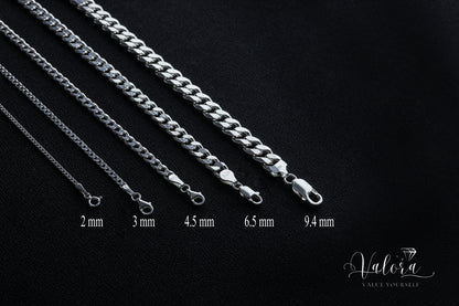 925 Sterling Silver Cuban Chain Bracelet, Curb Bracelet Men, Dainty Layering Necklace, Gourmet Chain, Real Silver Chain, Gift for Boyfriend