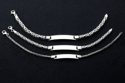 925 Sterling Silver Personalized King Chain Bracelet, Real Silver ID Bracelet, Handmade Square Chain, Minimalist Jewelry for Men,Gift