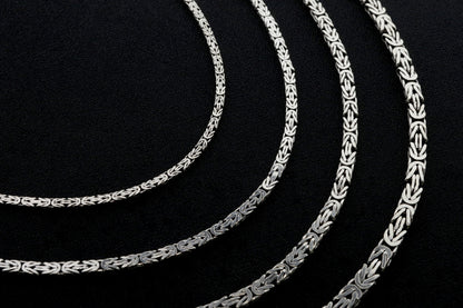 925 Sterling Silver Flat King Chain Necklace, Real Silver Byzantine Necklace, Flat Byzantine Chain, Gift for Boyfriend, Gift for Dad