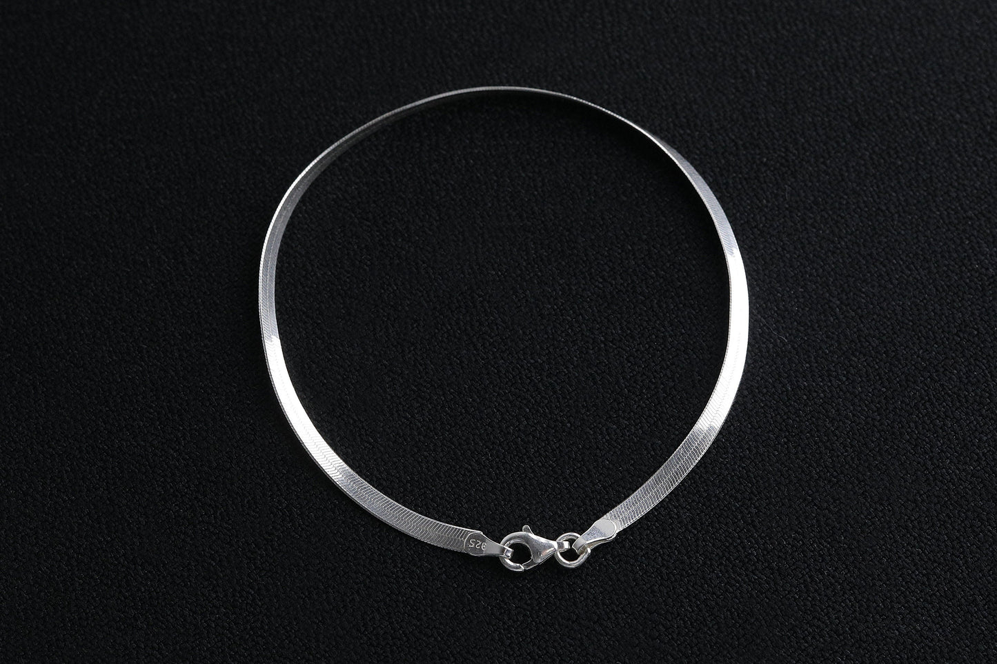 925 Sterling Solid Silver Herringbone Chain Bracelet, Real Silver Chain Bracelet, Layering Bracelet for Women, Snake Bracelet, Gift for Her