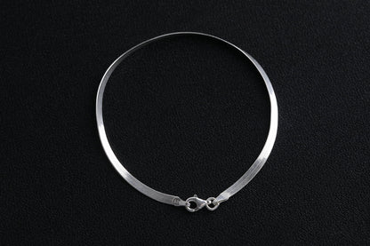 925 Sterling Solid Silver Herringbone Chain Bracelet, Real Silver Chain Bracelet, Layering Bracelet for Women, Snake Bracelet, Gift for Her