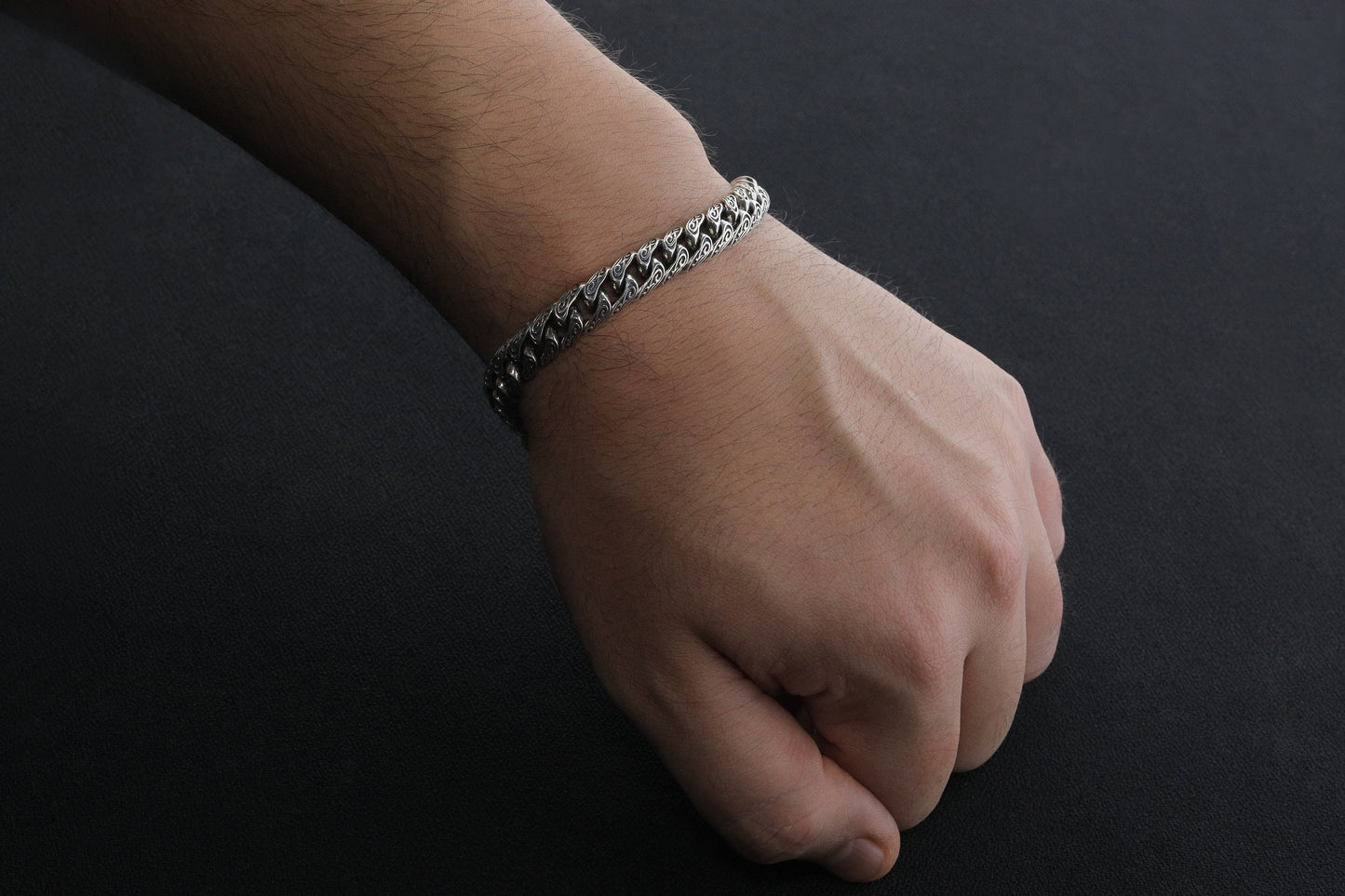 925 Sterling Silver Vintage Bracelet,Cuban Link Chain Bracelet,Mens embroidered bracelet,Handmade Silver Bracelet,Mens Bracelet,Gift for Him