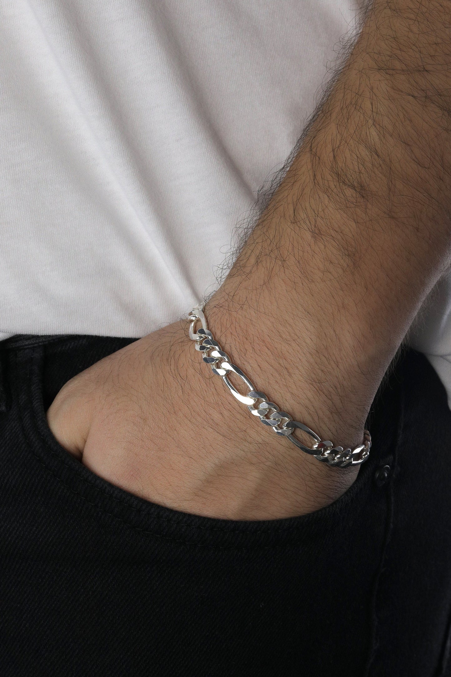 925 Sterling Silver Figaro Link Bracelet