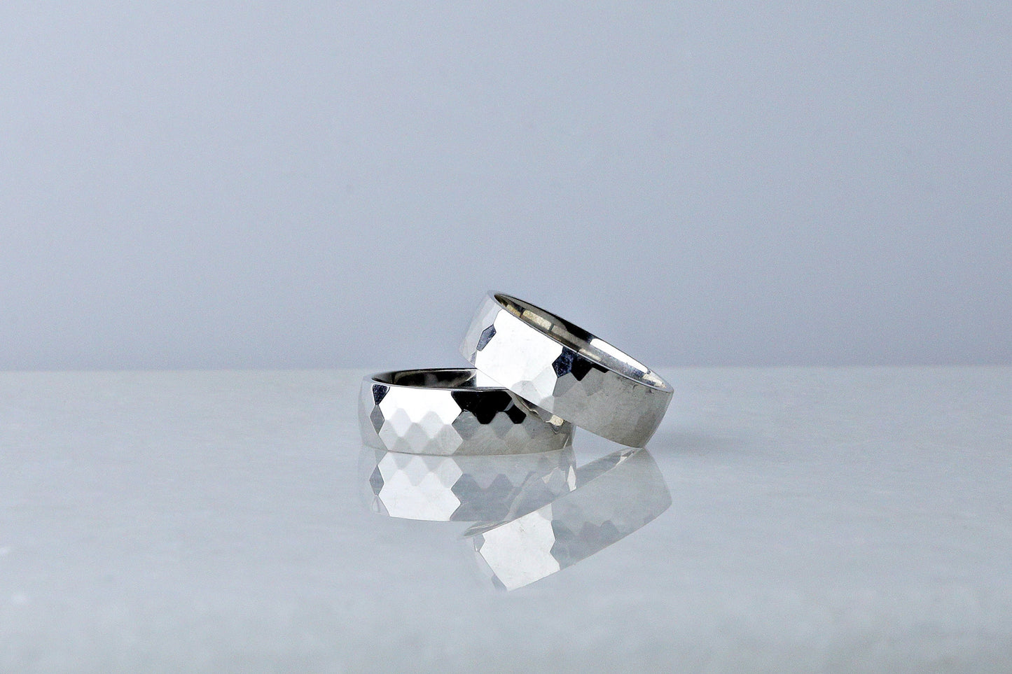 925 Sterling Silver Dainty High Polished Ring, Real Silver Hammered Soft-Edged Ring, Elegant Wedding Band, Anniversary Gift for Her Him