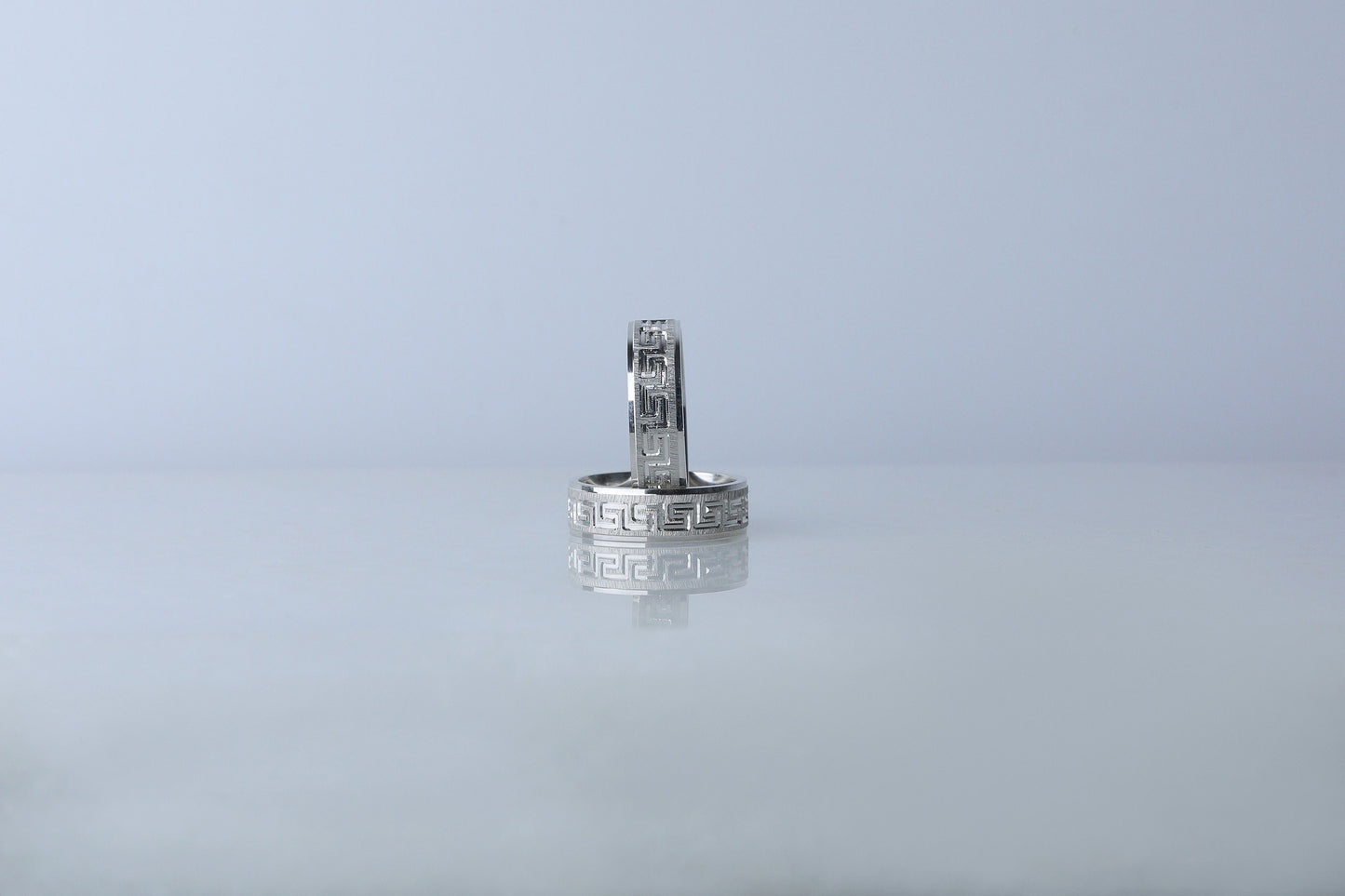 925 Sterling Silver Brused Greek Key Ring, Dainty  Silver Pen Embroidered Ring, Wedding Band, Matching Wedding Rings, Gift for Her Him