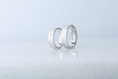925 Sterling Brused Silver Diamond Simulant Ring, Elegant Brused Silver Ring, Matte Cubic Zirconia Ring with Beveled Edges, Anniversary Gift
