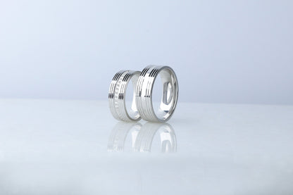 925 Sterling Silver Diamond Simulant Ring, Dainty Cubic Zircon Ring, Real Silver Line Pen Embroided Ring, Women’s Men’s Silver Wedding Band