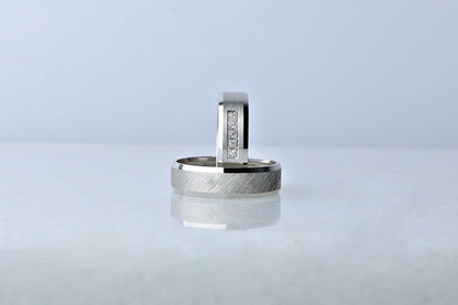 925 Sterling Silver Engraved Diamond Shape Ring, Dainty Layered Brused Silver Ring, Chic Engagement Ring, Anniversary Gift for Her Him