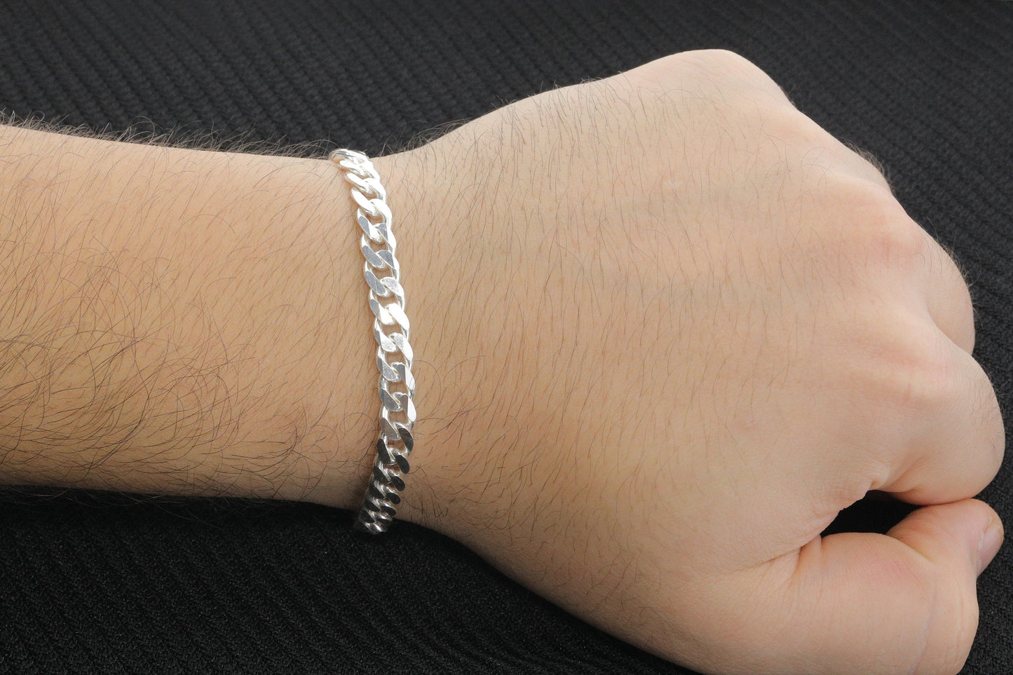 925 Sterling Silver Cuban Chain Bracelet, 6.5 mm Curb Bracelet for Men
