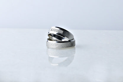 925 Sterling Silver Engraved Diamond Shape Ring, Dainty Layered Brused Silver Ring, Chic Engagement Ring, Anniversary Gift for Her Him