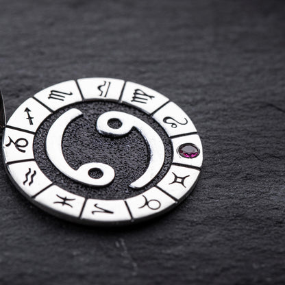 Silver Cancer Zodiac Pendant, Cancer Horoscope Pendant, Cancer Birthstone Pendant, Unisex Zodiac Pendant, Unique Zodiac Jewelry
