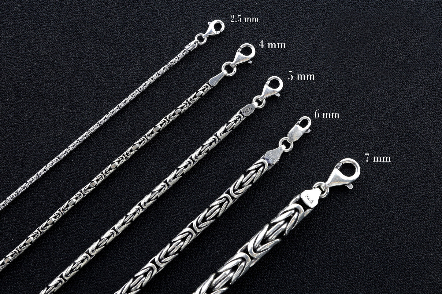 Handmade 925 Sterling Silver Byzantine Chain Necklace