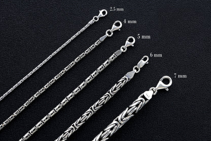 Handmade 925 Sterling Silver Byzantine Chain Necklace