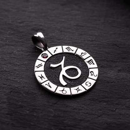 Silver Capricorn Zodiac Pendant, Capricorn Horoscope Pendant, Capricorn Birthstone Pendant, Unisex Zodiac Pendant, Unique Zodiac Jewelry