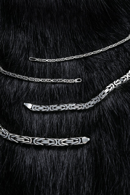 925 Sterling Silver King Chain Bracelet - Silver Byzantine Bracelet