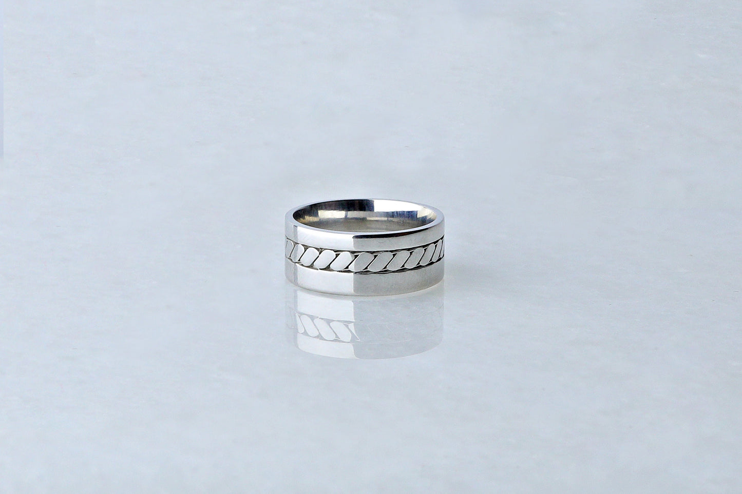 925 Sterling Silver Pen Embroidered Ring, Real Silver Celtic Knotwork Design Ring,  Birthday Gift, Women’s Men’s Silver Band, Gift for Him