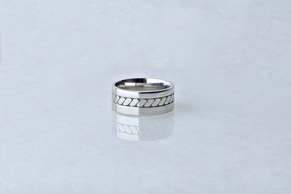 925 Sterling Silver Pen Embroidered Ring, Real Silver Celtic Knotwork Design Ring,  Birthday Gift, Women’s Men’s Silver Band, Gift for Him
